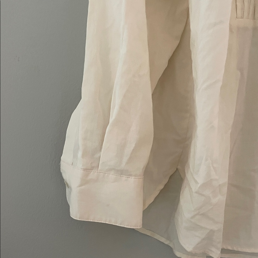 Zara Cream Long sleeve‎ Blouse with Pearl Embroidery | Size L - Picture 4 of 13